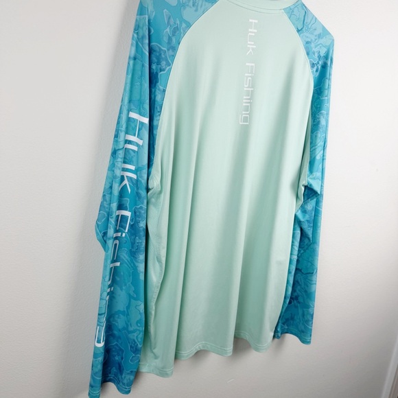 Huk Performance Fishing Shirt Aqua Long Sleeve Quick Dry Size XXL - Picture 8 of 8